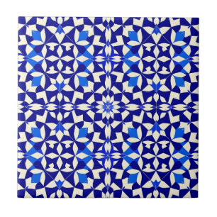 Navyblaue geometrische Blumengestaltung Fliese