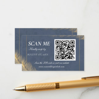 Navyblaue Gold-QR-Code-Digital-Hochzeits-RSVP-Kart Begleitkarte