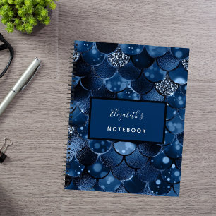 Navyblaue Meerjungfrau-Schuppen Name Notizbuch