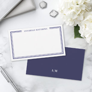 Navyblaue minimalistische Anfangsbuchstaben-Monogr Mitteilungskarte