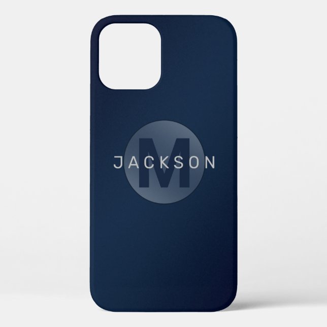 Navyblaue moderne einfache personalisierte Monogra Case-Mate iPhone Hülle (Rückseite)