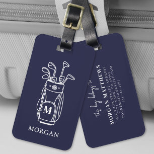 Navyblaue Monogramm-Golftasche Gepäckanhänger