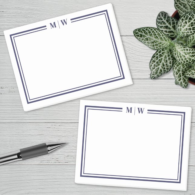 Navyblaue Monogramm Post-it Klebezettel (Navy Blue Monogram Post-it Notes)