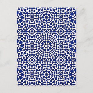Navyblaue Mosaik-Geometrie Postkarte
