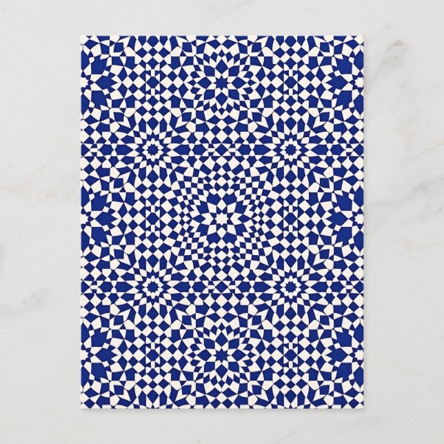 Navyblaue Mosaik-Geometrie Postkarte (Vorderseite)