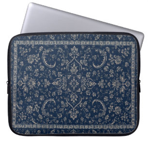 Navyblaue persische Blumen-Laptoptasche Laptopschutzhülle