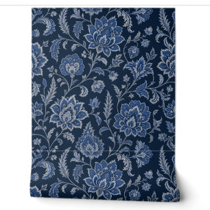 Navyblaue persische Blumen-Tapete Tapete