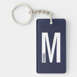 Navyblaue personalisierte fettschrift Monogramm un Schlüsselanhänger