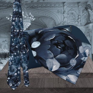 Navyblaue Pfingstrose Silber-Eukalyptus-Gartenhoch Krawatte