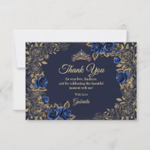 Navyblaue Quinceañera Golden Tiara Rosen Floral