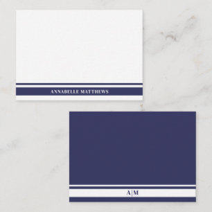 Navyblaue Rand-Minimalistennamensmonogramm Mitteilungskarte