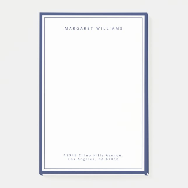 Navyblaue Rand Moderne Minimalistisch Post-it Klebezettel (Vorderseite)