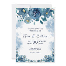 Navyblaue Rauchblumen-Hochzeitseinladung mit melan