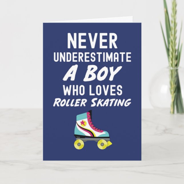 Navyblaue Rollschuhkarten für Babyjungen Kinder Karte (Vorderseite)
