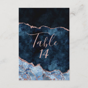 Navyblaue Roségold-Achat-Hochzeitstischnummern Einladung