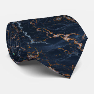 Navyblaue Rosen-Goldfolie-Marmor Krawatte