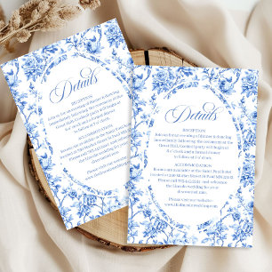 Navyblaue Rosen Toile Hochzeits-Detailkarten-Set Begleitkarte