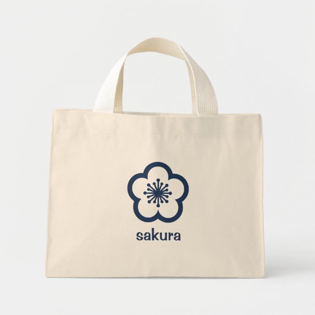 Navyblaue Sakurablüte  Mini Stoffbeutel (Vorne)