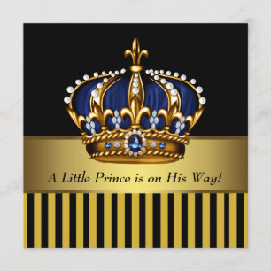 Navyblaue, schwarze und goldene Babyparty für klei Einladung