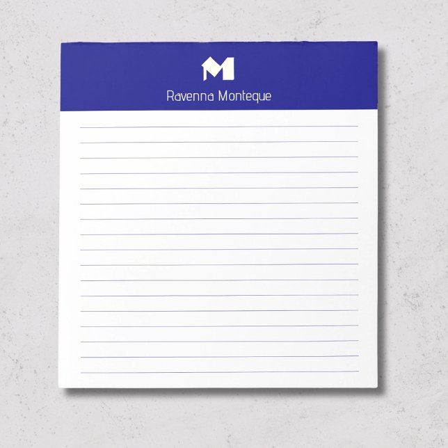 Navyblaue stilvolle personalisierte Monogramm-Name Notizblock (Von Creator hochgeladen)