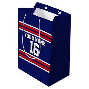 Navyblaue Team-Jersey mit rot-weißen Streifen Mittlere Geschenktüte