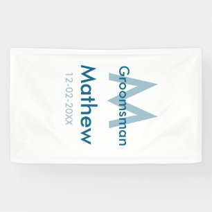 Navyblaue Trauzeuge Namensbuchstabe Datum männlich Banner