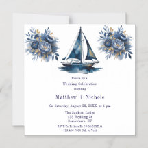 Navyblaue und goldene Segelboot-Hochzeit im mariti