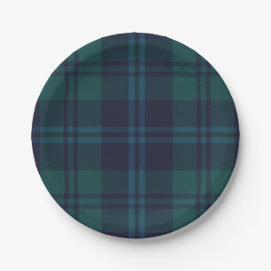 Navyblaue und grüne Tartan-Karo-Papierteller Pappteller