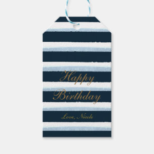Navyblaue Wasserfarben-Streifen Elegantes Geschenk Geschenkanhänger