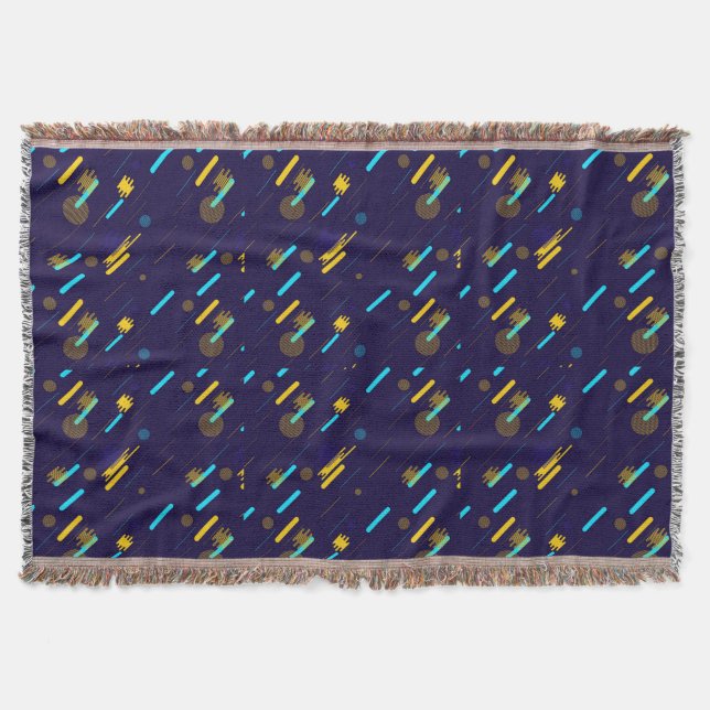 Navyblaue Webdecke mit einem farbenfrohen Muster Decke (Vorderseite)