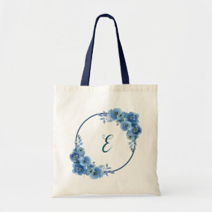 Navyblaues Blumen-Boho-Personalisierungsgeschenk Tragetasche
