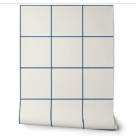 Navyblaues breites Fensterpaneel-Karo Tapete
