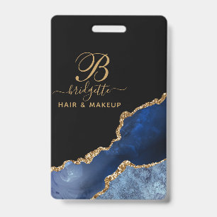 Navyblaues Gold-Achat-Geoden-Make-up-Artist-Monogr Ausweis