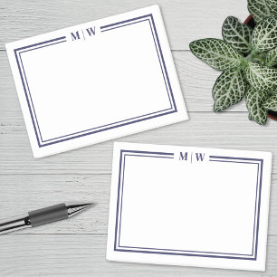 Navyblaues Monogramm Post-it Klebezettel