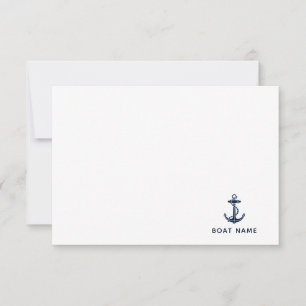 Navyblaues nautisches Anker-Segelboot-Kreuzfahrt Dankeskarte