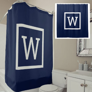 Navyblaues preppy Grafik-Rahmen-Monogramm Duschvorhang