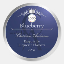 Navyblaues Produktlabel Silberrahmen-Logo-Monogram