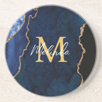 Navyblaues und goldenes Marmor-Achat