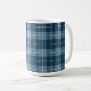 Navyblaues und hellblaues Tartan-Karo-Muster Kaffeetasse