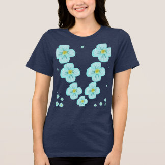 Navyblaues Vergissmeinnicht-Blumenmuster-T-Shirt Tri-Blend Shirt