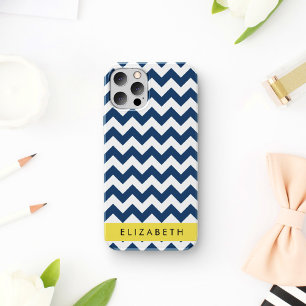 Navyblaues Zickzack, Navyblaues Chevron, Ihr Name iPhone 16 Hülle