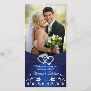 Navyl Blue Silvee Blumenherzen Wedding Foto Card Dankeskarte