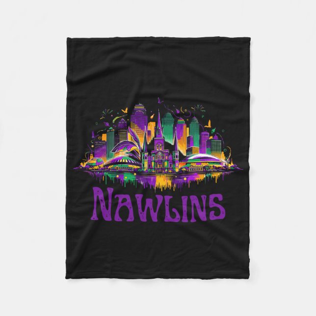 Nawlins New Orleans Cityscape Mardi-gras Souvenir  Fleecedecke (Vorderseite)