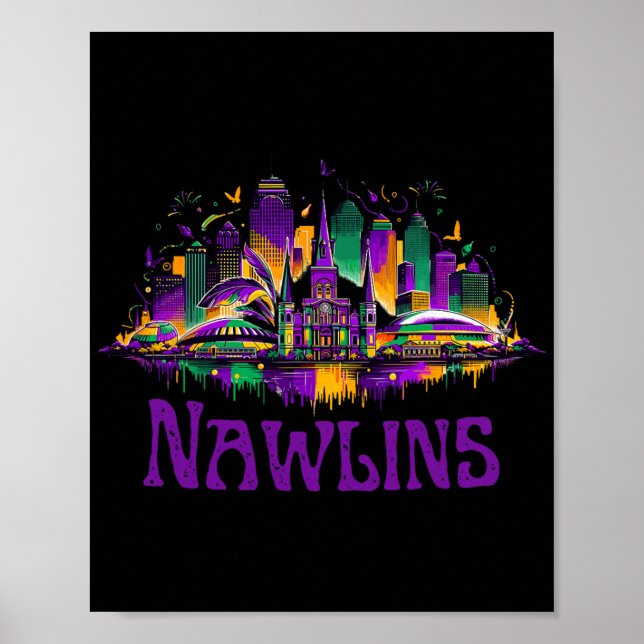 Nawlins New Orleans Cityscape Mardi-gras Souvenir  Poster (Vorne)