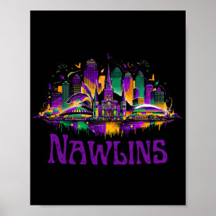 Nawlins New Orleans Stadtbild Mardi-gras Souvenir  Poster