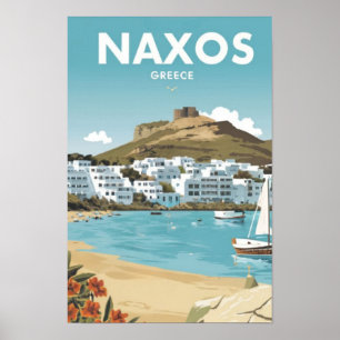 Naxos Greece Beach Travel Poster