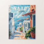 Naxos Griechenland Reisen Kunst Vintag<br><div class="desc">Naxos Retrovektor-Reiseschema. Naxos ist eine griechische Insel in der Südägäis,  die größte der Kykladen-Inselgruppe. Die fruchtbare Landschaft erstreckt sich über Bergdörfer,  alte Ruinen und lange Abschnitte des Strandes.</div>