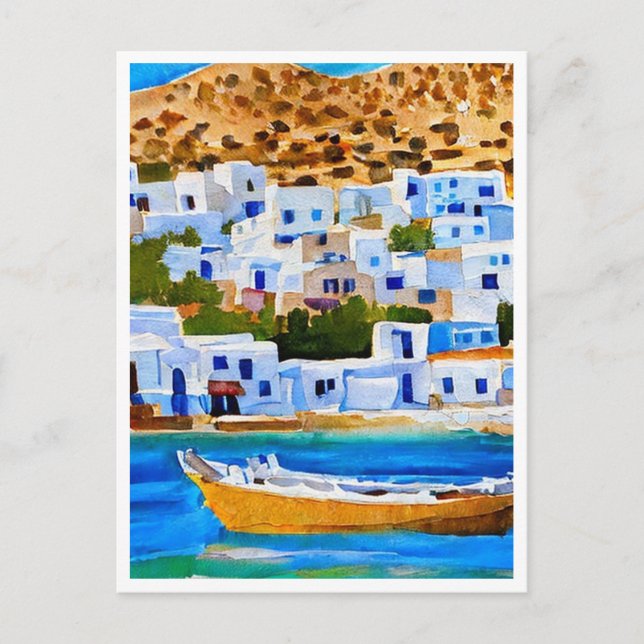 Naxos Griechenland Retro-Malerei Postkarte (Vorderseite)