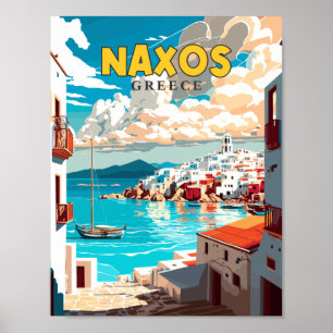 Naxos Griechenland Vintage-Reiseillustration Poster