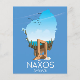 Naxos Karte griechisches Reiseplakat.